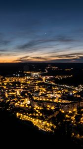 Preview wallpaper night city, aerial view, dark, lights, night