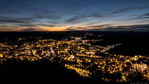 Preview wallpaper night city, aerial view, dark, lights, night