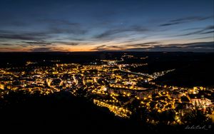 Preview wallpaper night city, aerial view, dark, lights, night