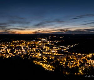 Preview wallpaper night city, aerial view, dark, lights, night