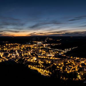 Preview wallpaper night city, aerial view, dark, lights, night