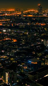 Preview wallpaper night city, aerial view, lights, streets