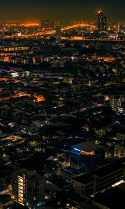 Preview wallpaper night city, aerial view, lights, streets