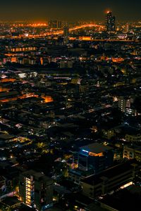 Preview wallpaper night city, aerial view, lights, streets