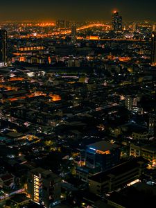 Preview wallpaper night city, aerial view, lights, streets