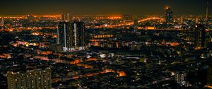 Preview wallpaper night city, aerial view, lights, streets
