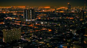 Preview wallpaper night city, aerial view, lights, streets