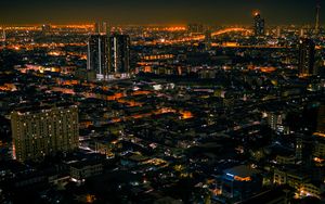 Preview wallpaper night city, aerial view, lights, streets