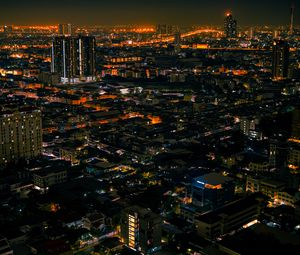 Preview wallpaper night city, aerial view, lights, streets