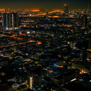 Preview wallpaper night city, aerial view, lights, streets