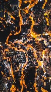 Preview wallpaper night city, aerial view, lights, road