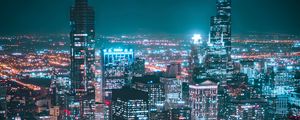 Preview wallpaper night city, aerial view, metropolis, buildings, lights