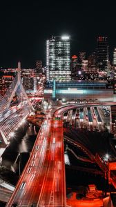 Preview wallpaper night city, aerial view, night, buildings, architecture, lights