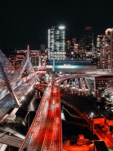 Preview wallpaper night city, aerial view, night, buildings, architecture, lights