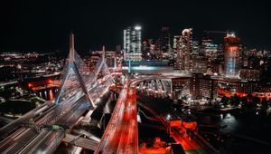 Preview wallpaper night city, aerial view, night, buildings, architecture, lights