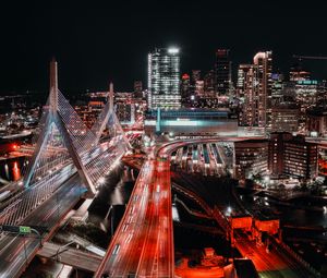 Preview wallpaper night city, aerial view, night, buildings, architecture, lights
