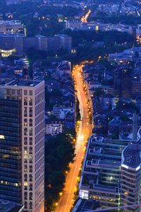 Preview wallpaper night city, aerial view, skyscrapers, city lights, frankfurt