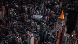 Preview wallpaper night city, aerial view, skyscrapers, architecture, buildings