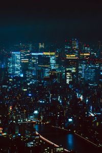 Preview wallpaper night city, aerial view, tokyo, city lights, metropolis