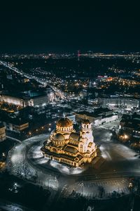 Preview wallpaper night city, architecture, aerial view, city lights