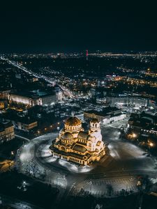 Preview wallpaper night city, architecture, aerial view, city lights