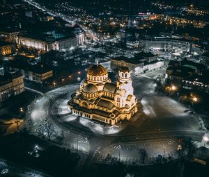 Preview wallpaper night city, architecture, aerial view, city lights