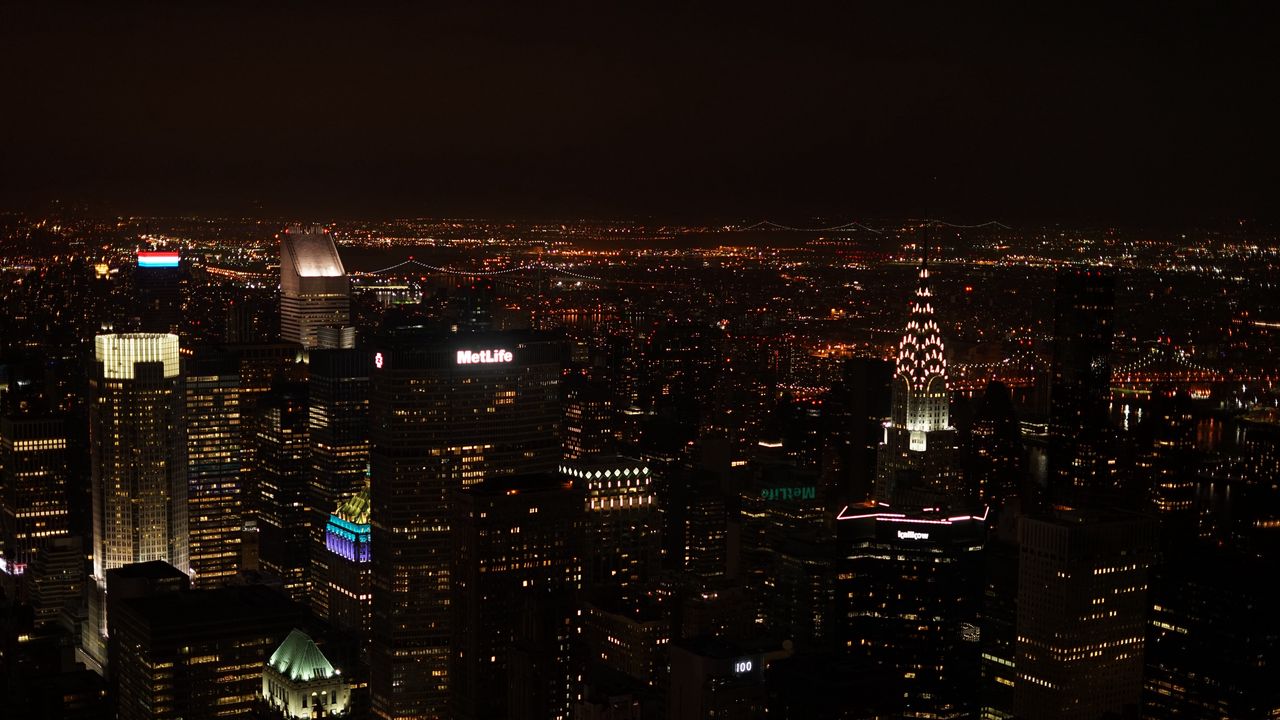 Wallpaper night city, architecture, buildings, lights, dark