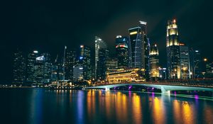 Preview wallpaper night city, architecture, city lights, skyscrapers
