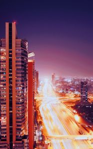 Preview wallpaper night city, architecture, city lights, dubai, united arab emirates