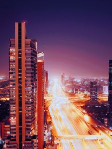Preview wallpaper night city, architecture, city lights, dubai, united arab emirates