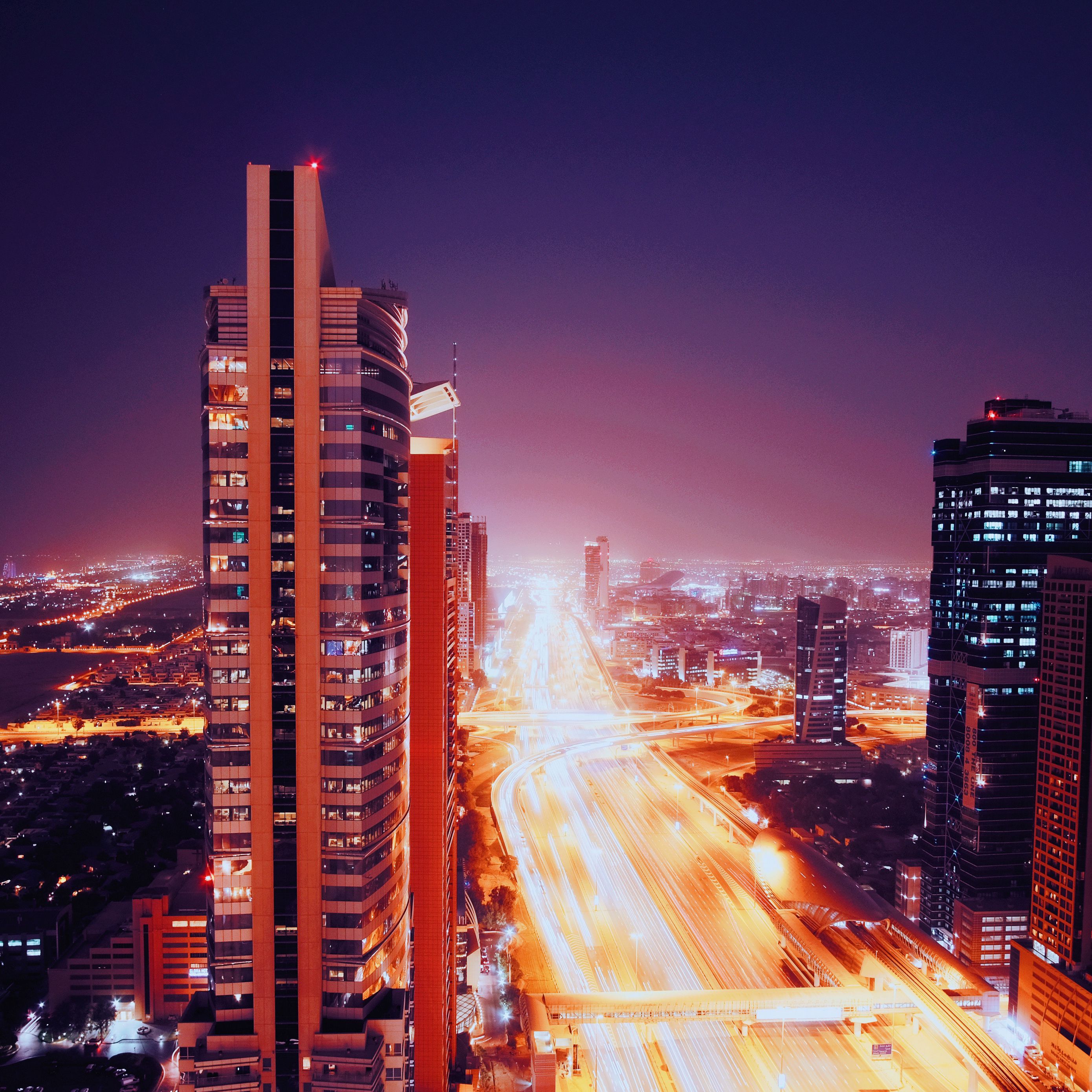 2780x2780 Wallpaper night city, architecture, city lights, dubai, united arab emirates