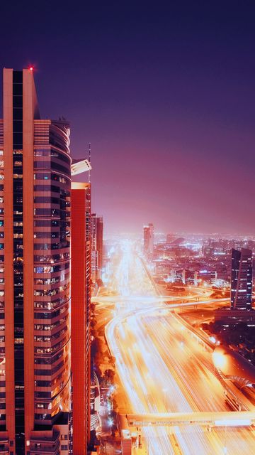 360x640 Wallpaper night city, architecture, city lights, dubai, united arab emirates