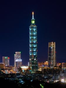 Preview wallpaper night city, architecture, city lights, taipei, china