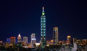 Preview wallpaper night city, architecture, city lights, taipei, china