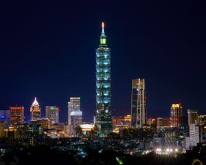Preview wallpaper night city, architecture, city lights, taipei, china