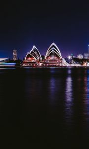 Preview wallpaper night city, architecture, city lights, sydney, australia