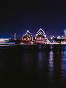 Preview wallpaper night city, architecture, city lights, sydney, australia