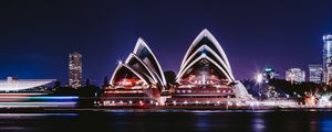 Preview wallpaper night city, architecture, city lights, sydney, australia