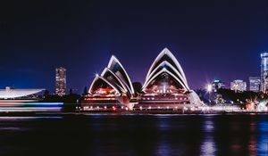 Preview wallpaper night city, architecture, city lights, sydney, australia