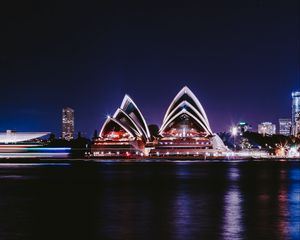 Preview wallpaper night city, architecture, city lights, sydney, australia