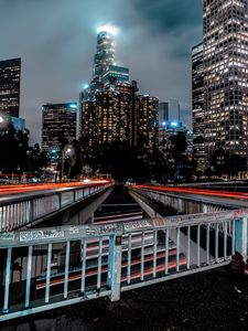 Preview wallpaper night city, architecture, long exposure, night, buildings