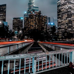 Preview wallpaper night city, architecture, long exposure, night, buildings