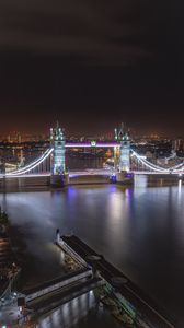 Preview wallpaper night city, bridge, architecture, lights, river