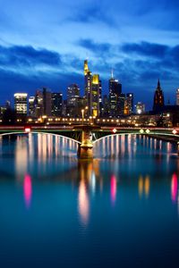 Preview wallpaper night city, bridge, buildings, river, germany