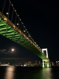 Preview wallpaper night city, bridge, city lights, lighting, tokyo