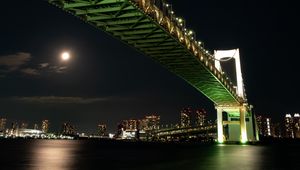 Preview wallpaper night city, bridge, city lights, lighting, tokyo