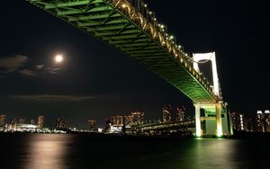 Preview wallpaper night city, bridge, city lights, lighting, tokyo