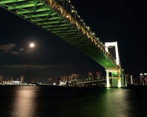 Preview wallpaper night city, bridge, city lights, lighting, tokyo