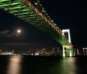 Preview wallpaper night city, bridge, city lights, lighting, tokyo