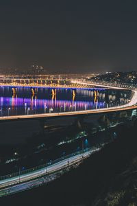 Preview wallpaper night city, bridge, city lights, night, lighting